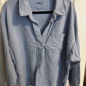 aerie Light Blue Long-Sleeve Pullover Henley
